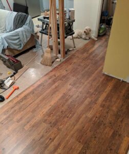 Laminate flooring in progress